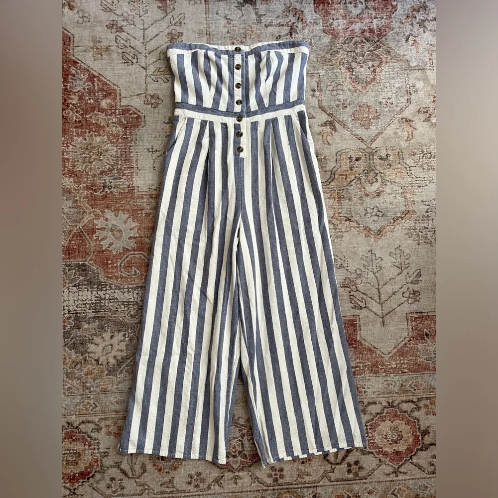 American Eagle striped strapless jumpsuit - Picture 2 of 8